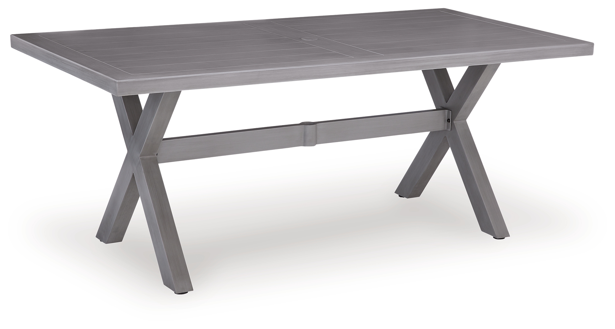 Half Moon Beach - Rectangular Dining Table With Umbrella Option - Gray