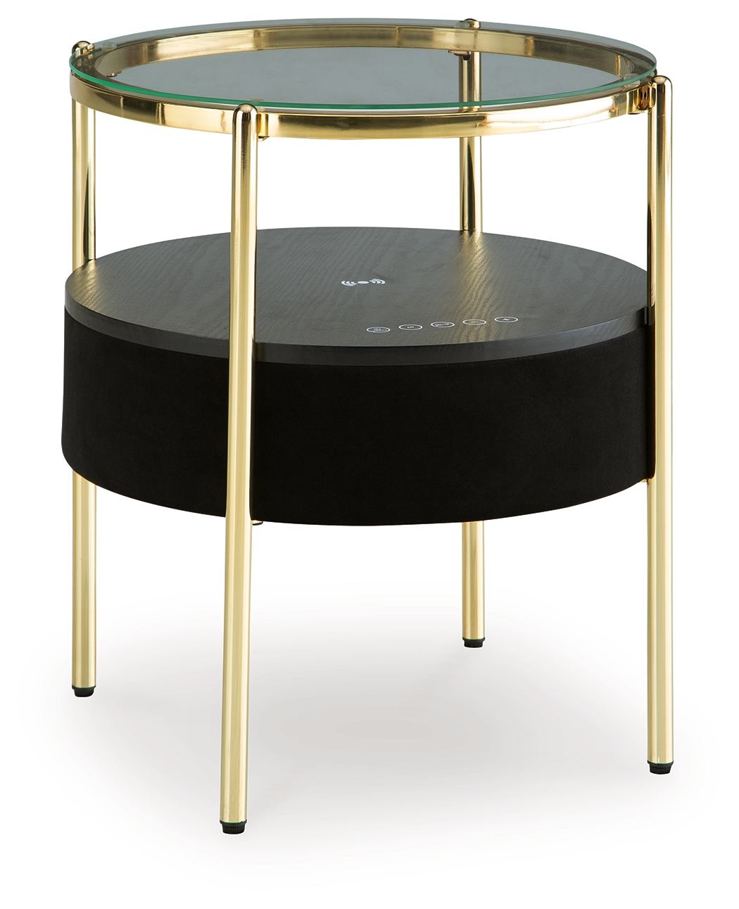 Nedman - Accent Table With Speaker - Black / Gold Finish