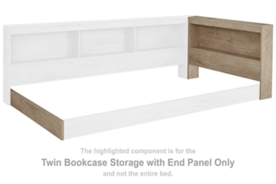 Oliah - T Bookcase Storage w/End Panel - Natural