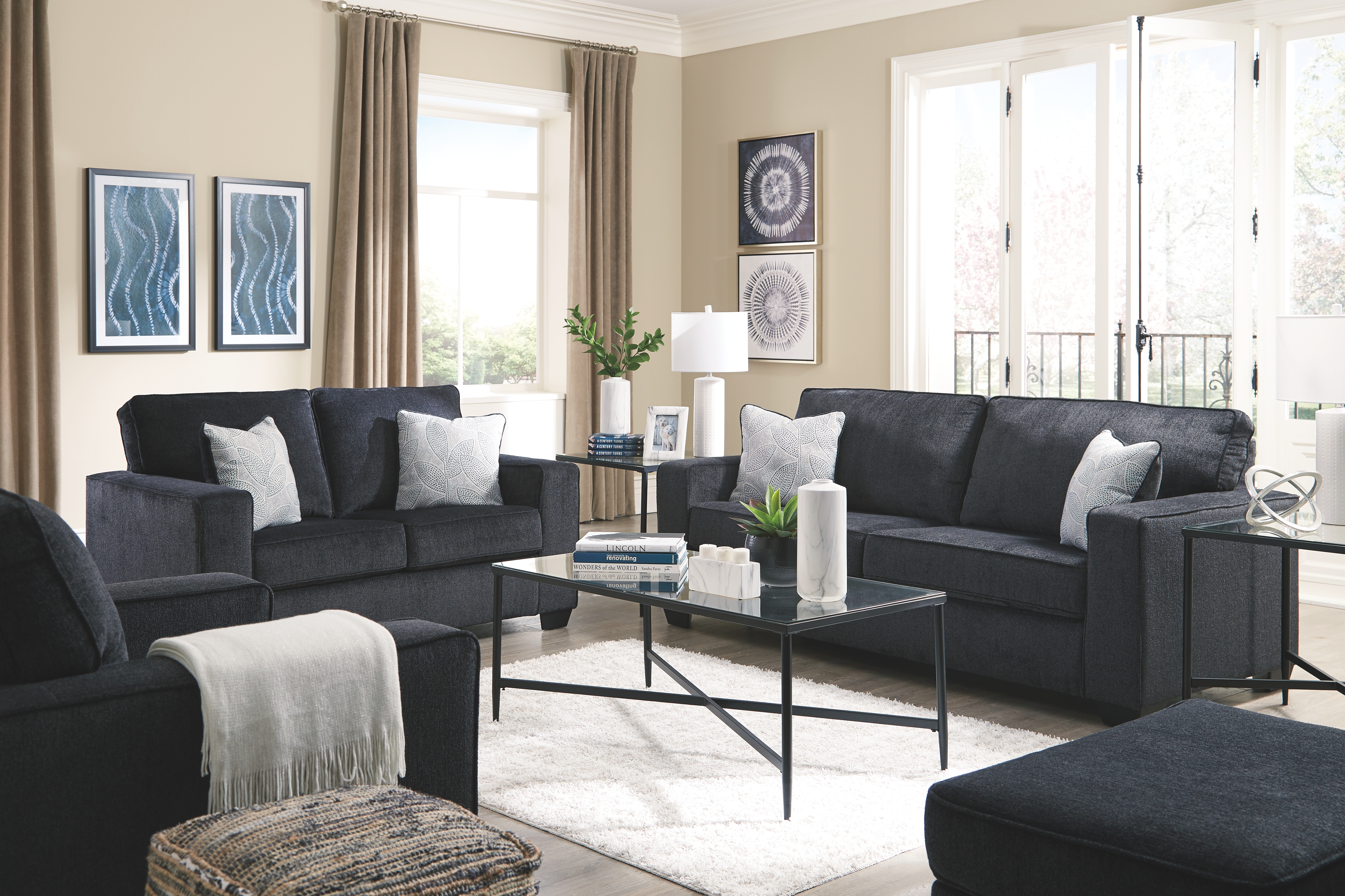 Altari - 4 Pc. - Sofa, Loveseat, Chair, Ottoman - Slate