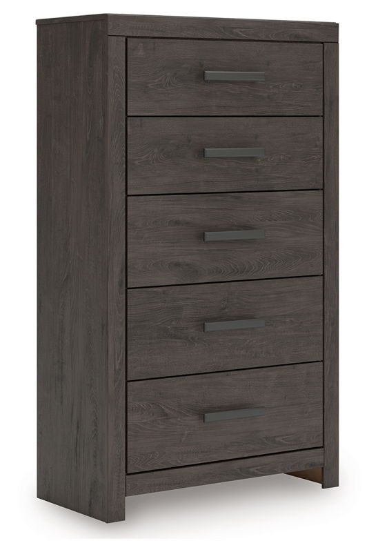 Prendonea - Five Drawer Chest - Charcoal