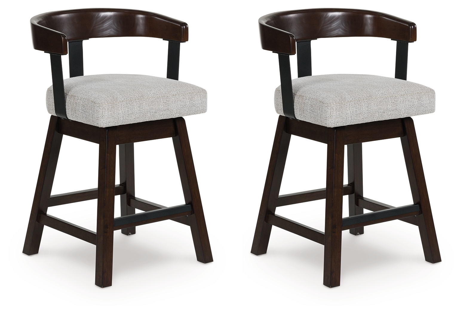 Haddigan - Upholstered Swivel Barstool (Set of 2) - Dark Brown