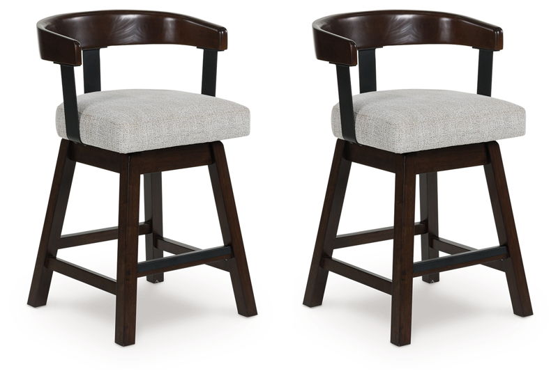Haddigan - Upholstered Swivel Barstool (Set of 2) - Dark Brown