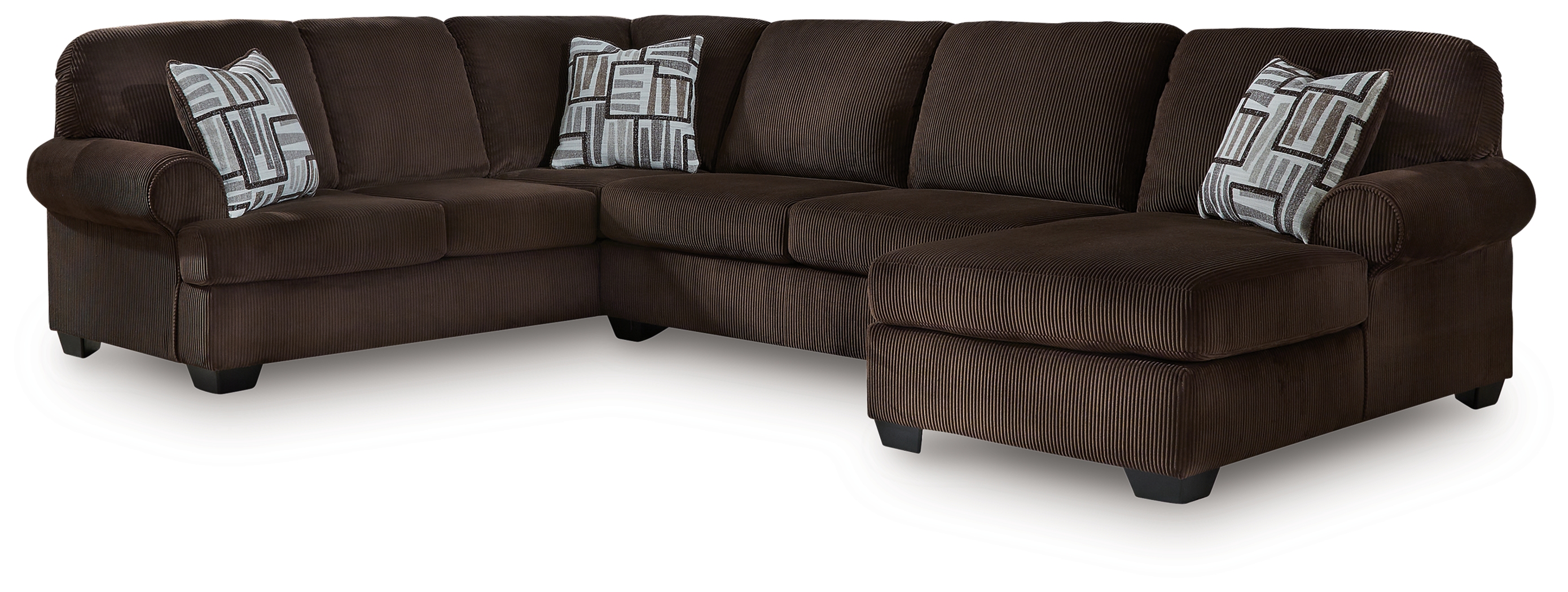 Kimlee - 3-Piece Sectional With RAF Chaise - Chocolate