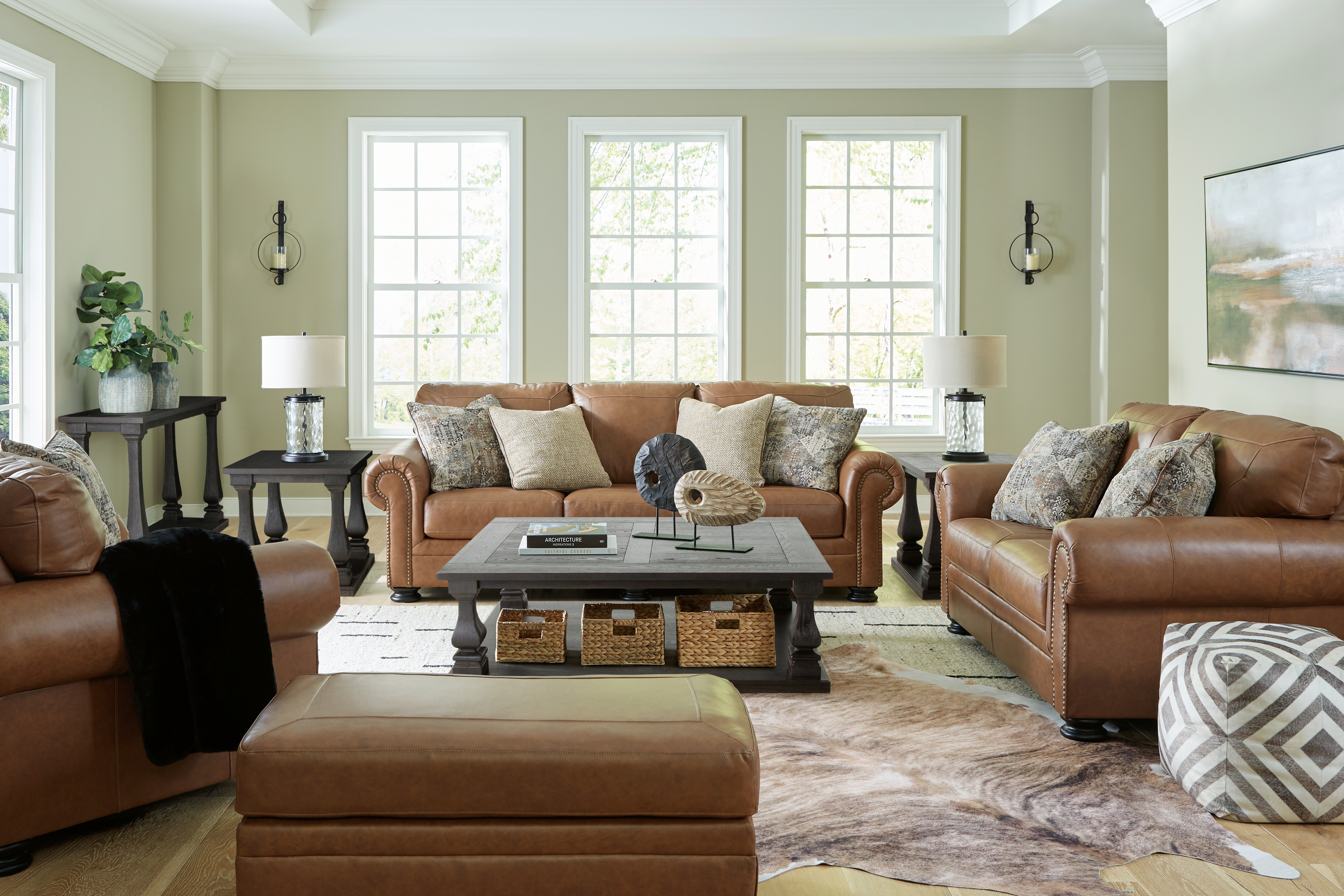 Carianna - 4 Pc. - Sofa, Loveseat, Chair And A Half, Ottoman - Caramel