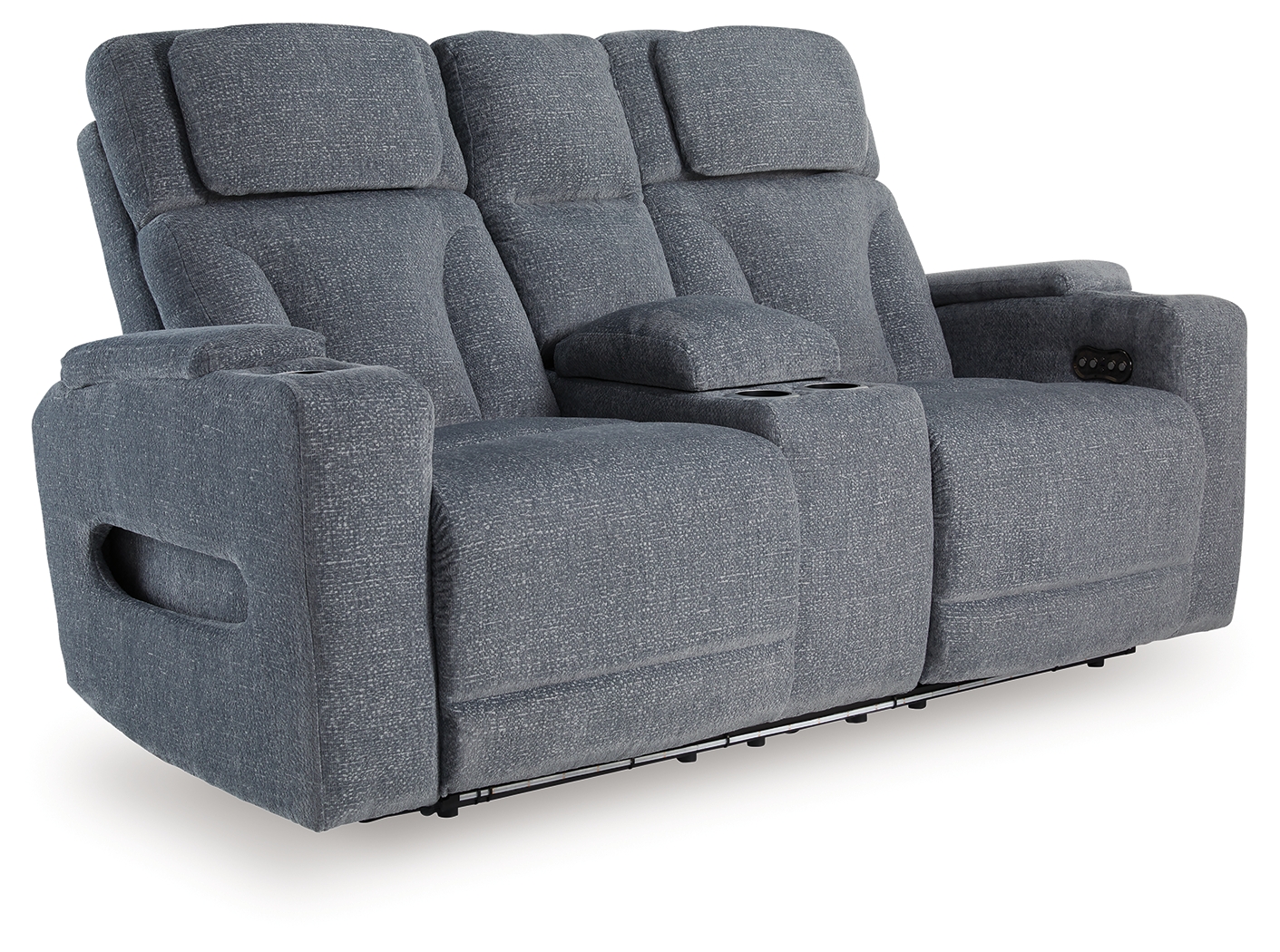 Studio Cave - Power Reclining Loveseat with Console - Steel