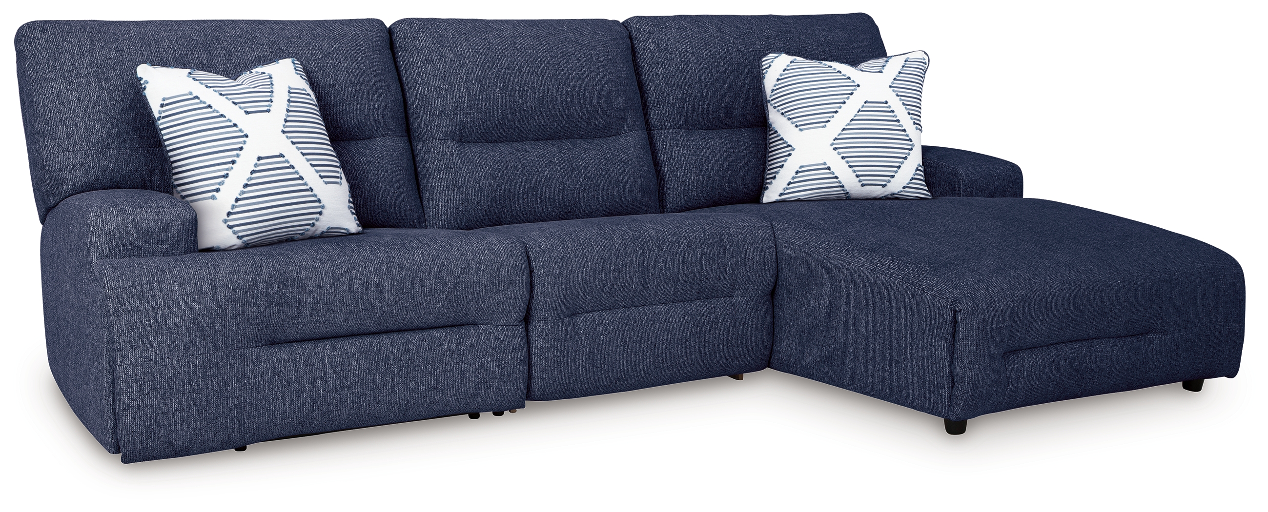 Acklen Place - 3-Piece Power Reclining Sectional With RAF Power Reclining Back Chaise - Navy