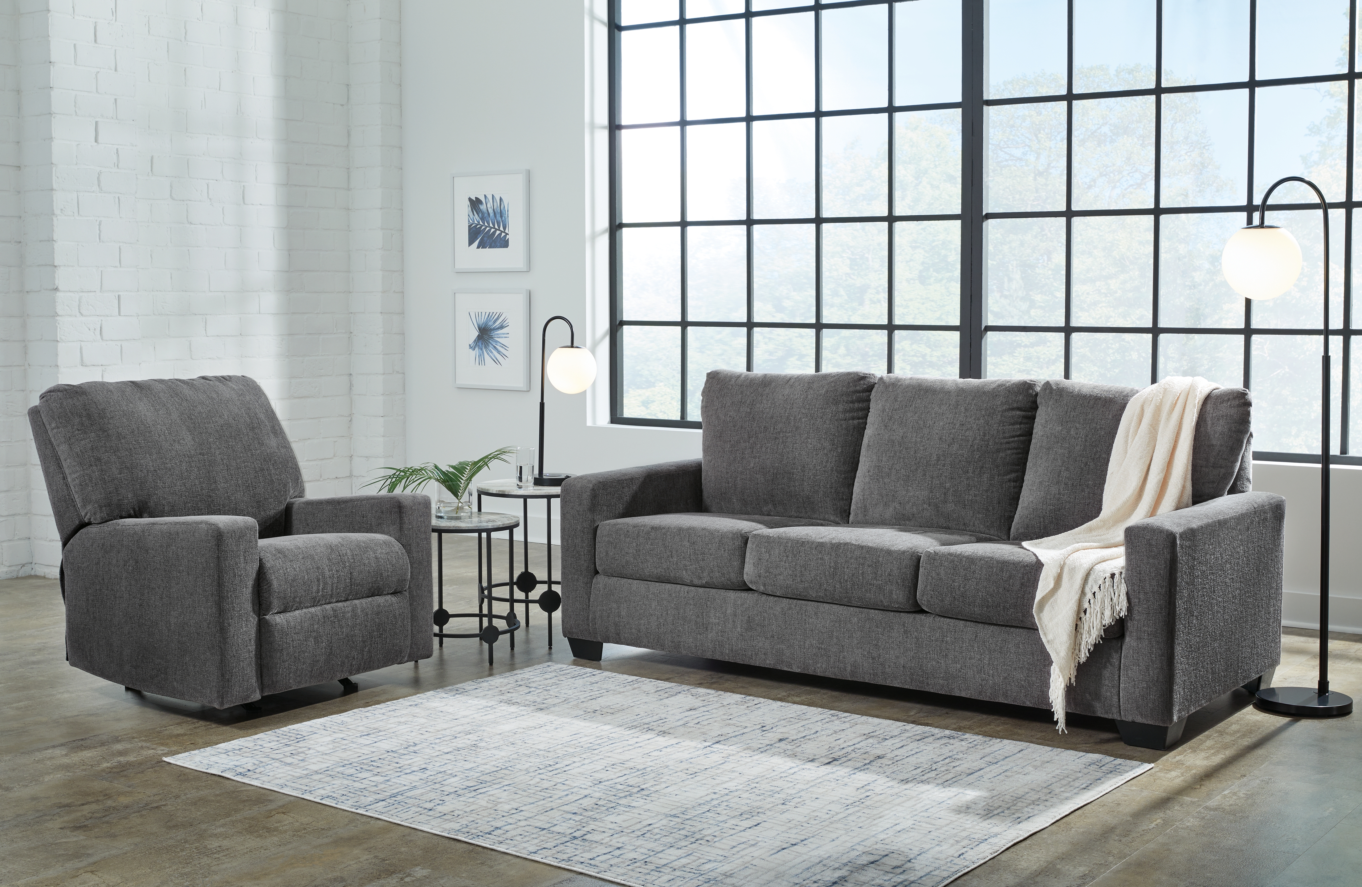 Rannis - 2 Pc. - Queen Sofa Sleeper, Rocker Recliner - Pewter