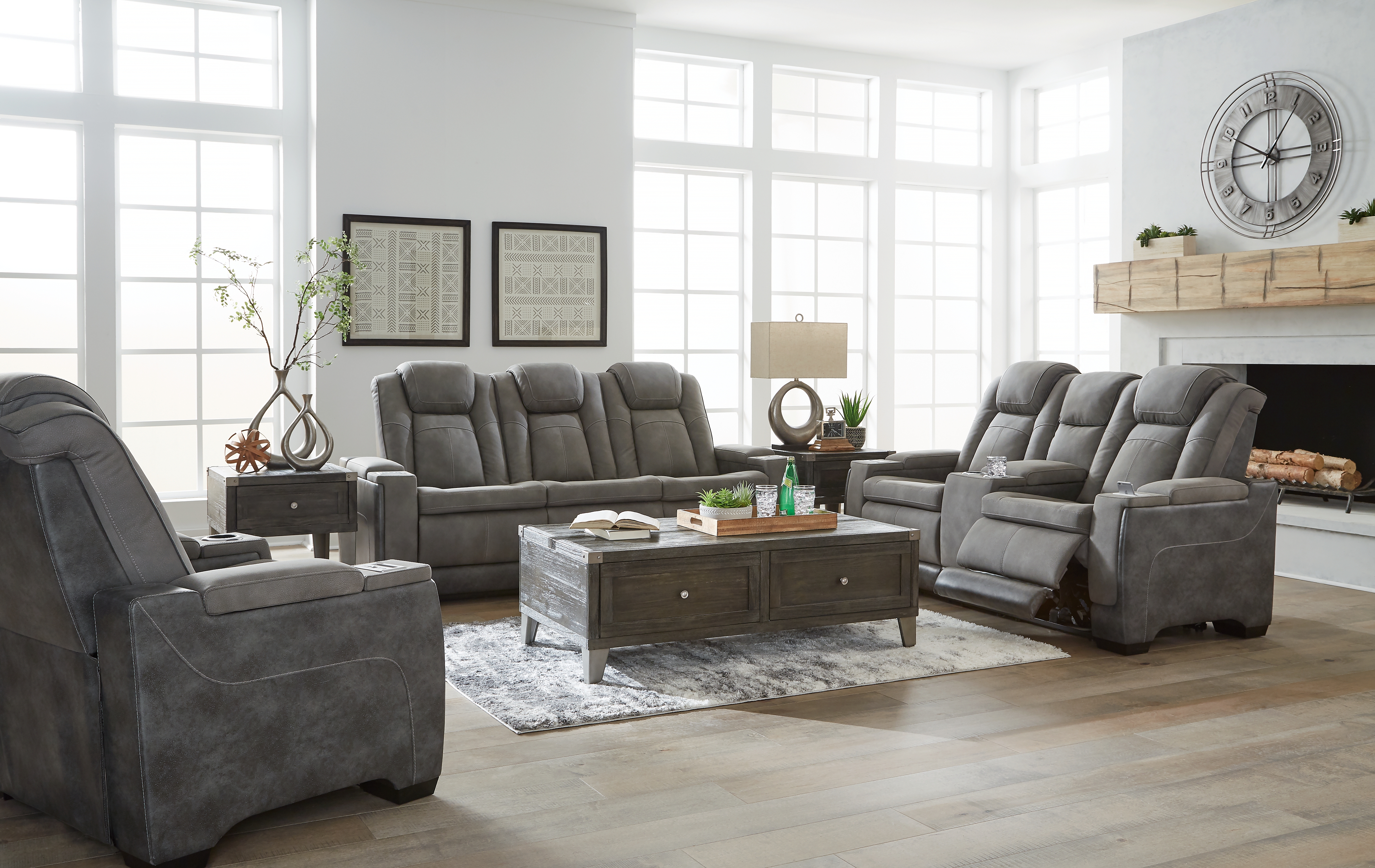 Next-Gen Durapella - 3 Pc. - Power Sofa, Loveseat, Recliner - Slate
