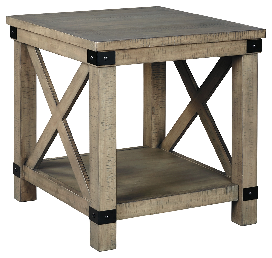 Aldwin - Rectangular End Table - Crossbuck Styling - Gray