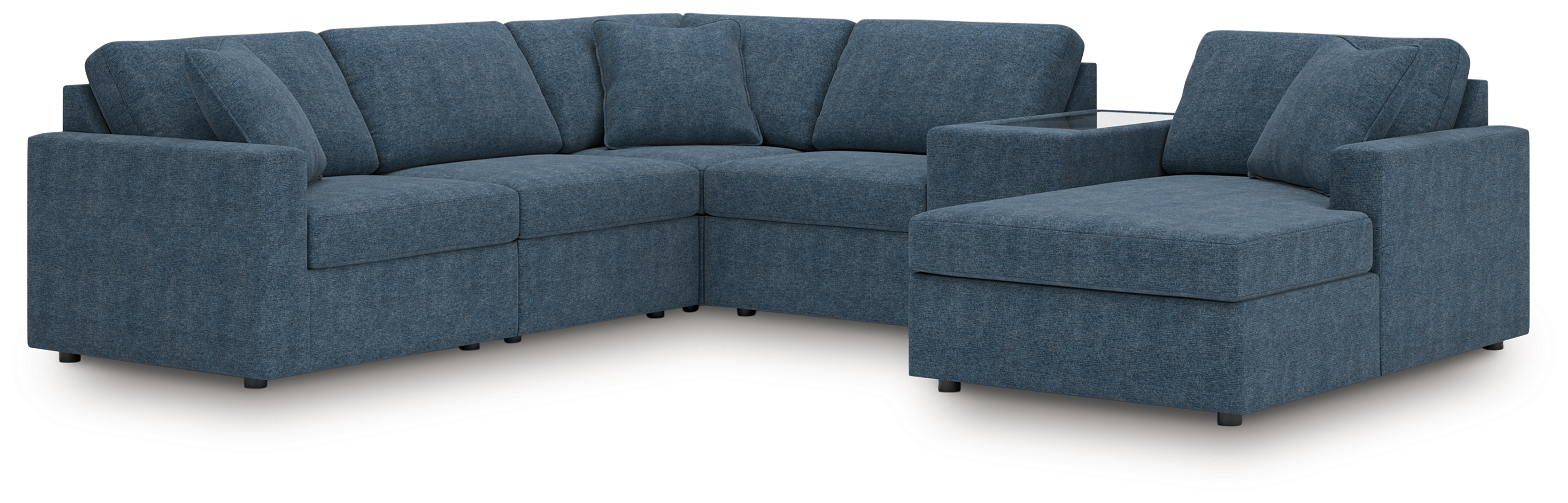 Modmax - 6-Piece Sectional With Raf Corner Chaise, LAF Corner Chair And Storage Console - Ink