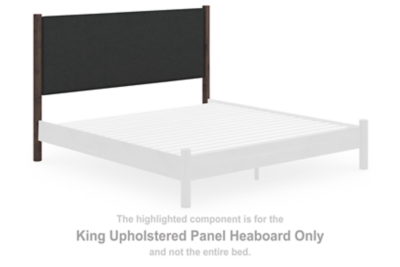 Pamytta - King Upholstered Panel Headboard - Black / Brown