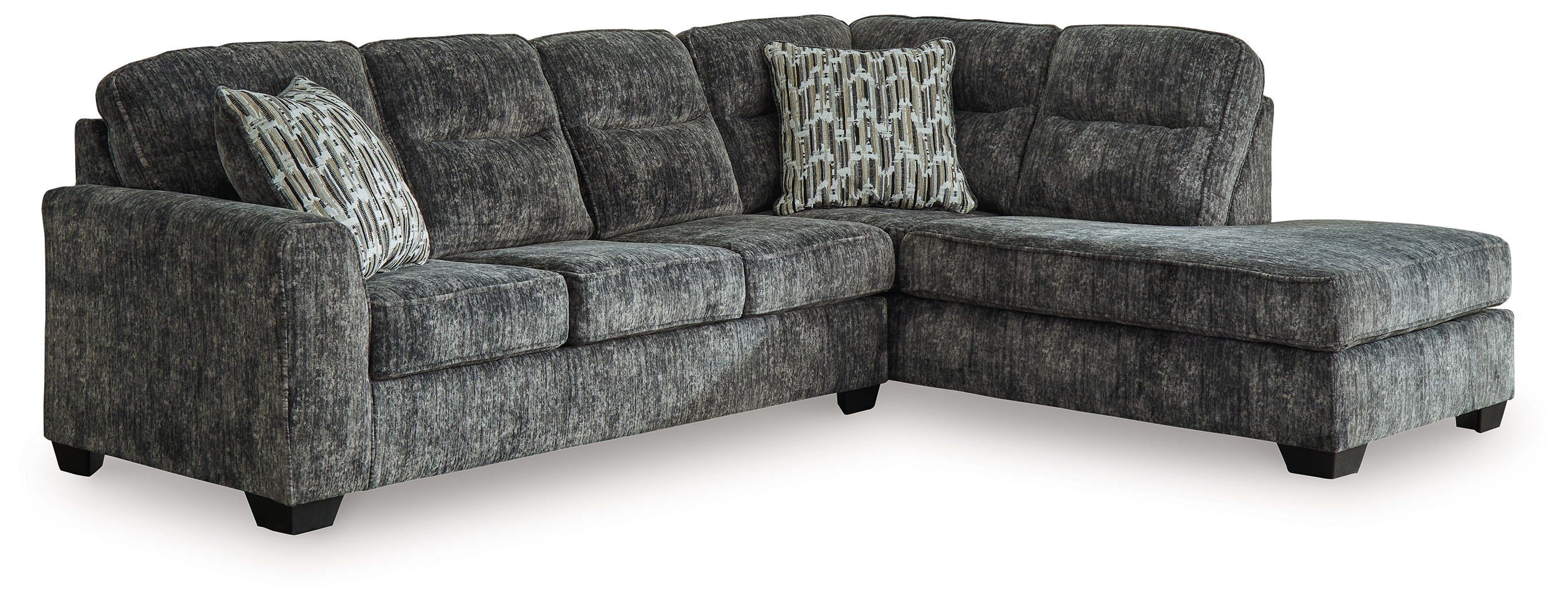 Lonoke - 2-Piece Sectional With Raf Corner Chaise - Gunmetal
