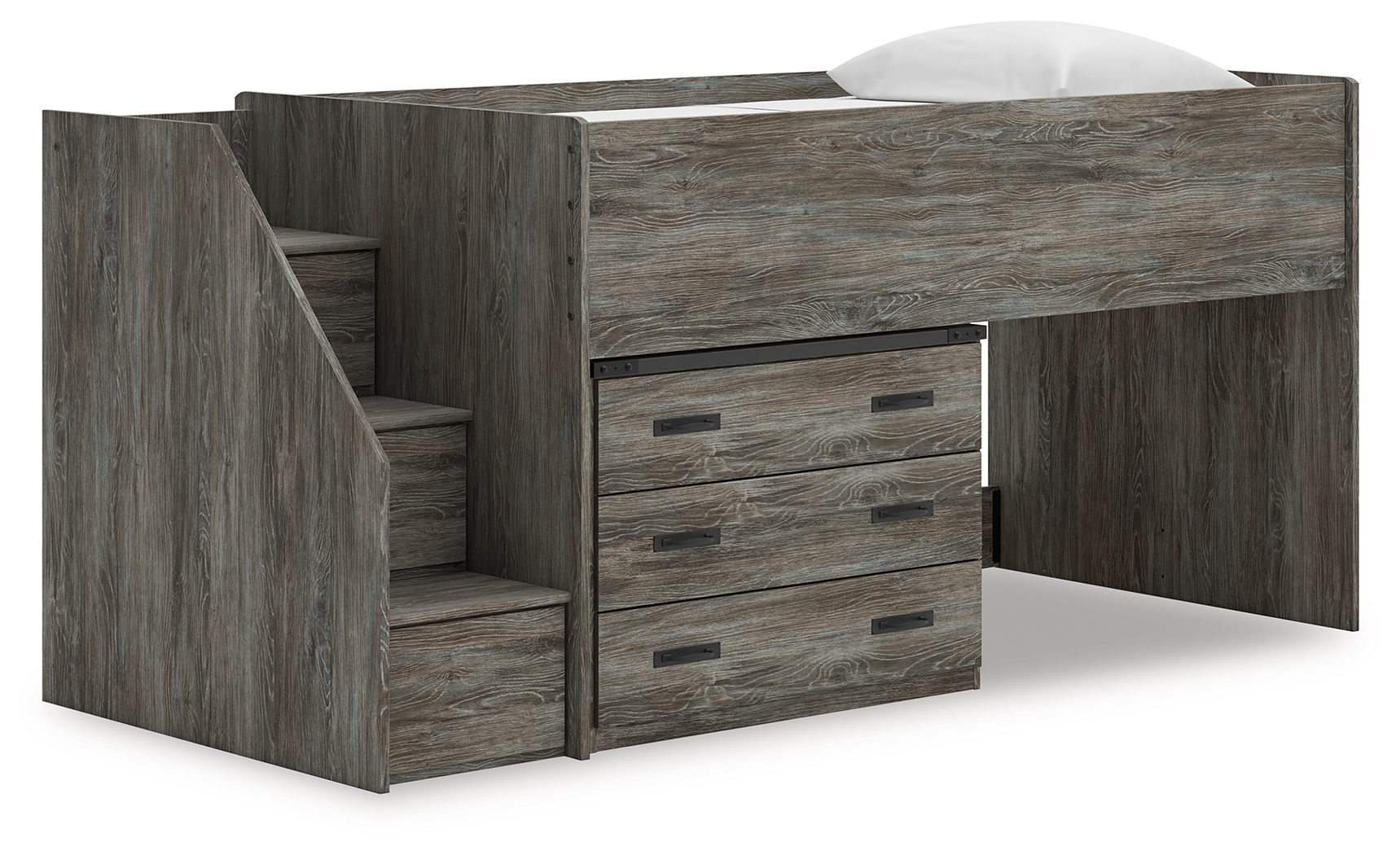 Frandern - Twin Loft Bed With Drawer Storage - Gray
