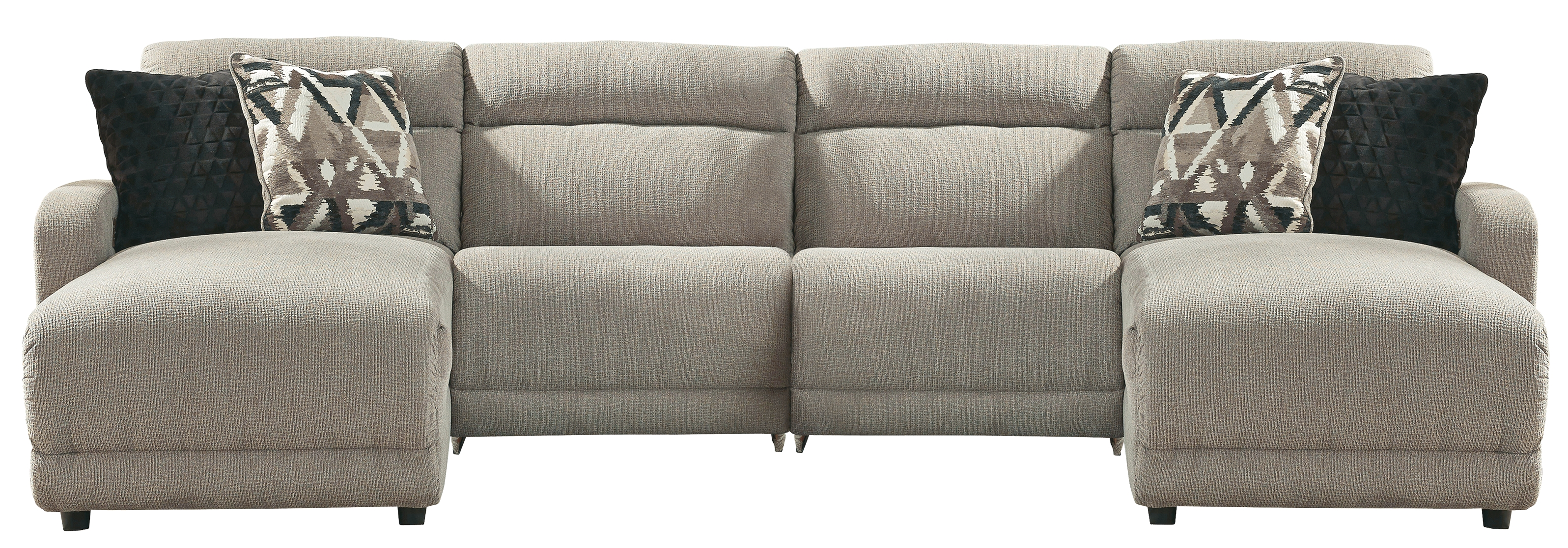 Colleyville - 4-Piece Power Reclining Sectional With Chaise, 2 Armless Chairs - Stone