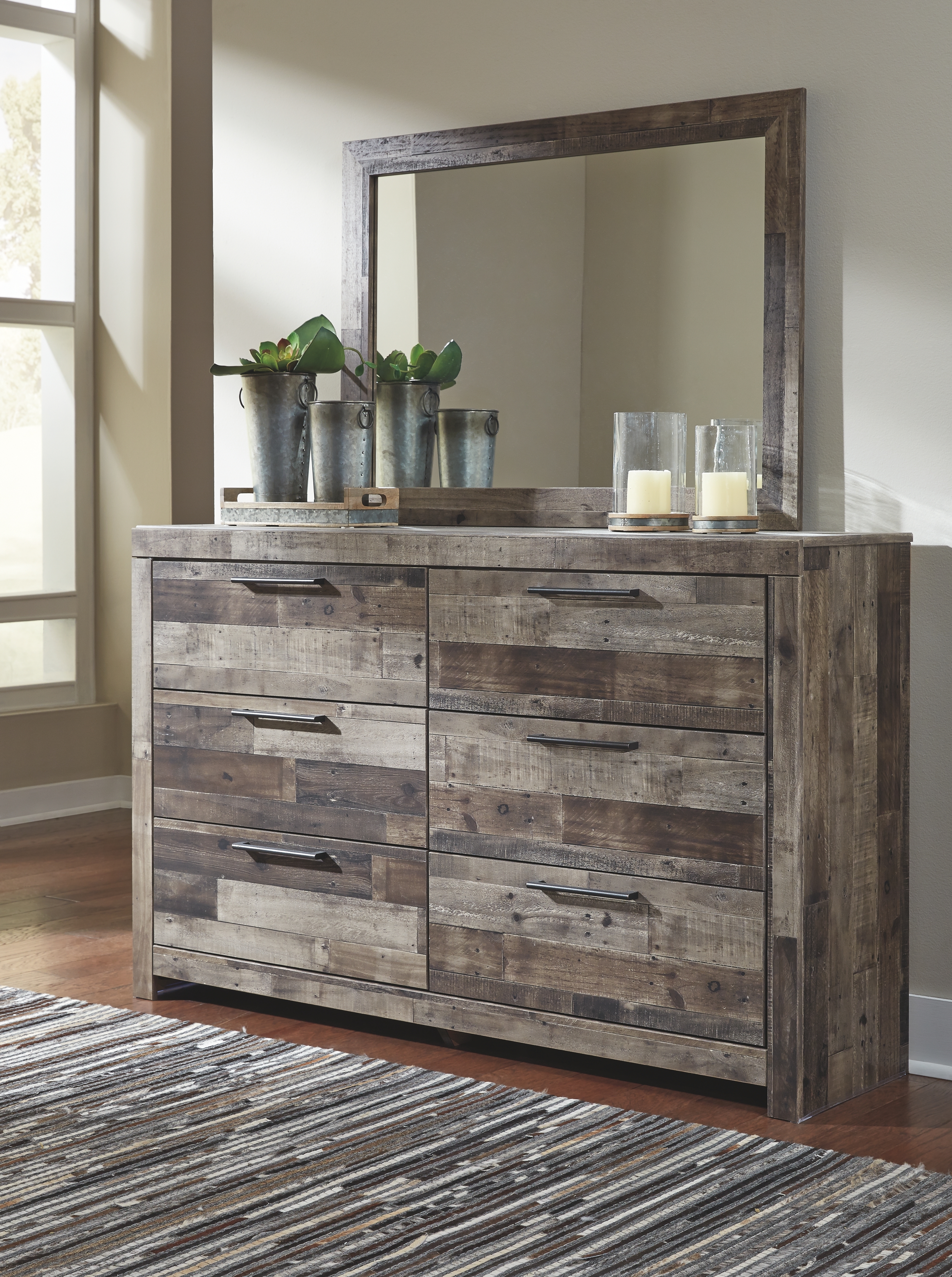 Derekson - Dresser, Mirror - Multi Gray