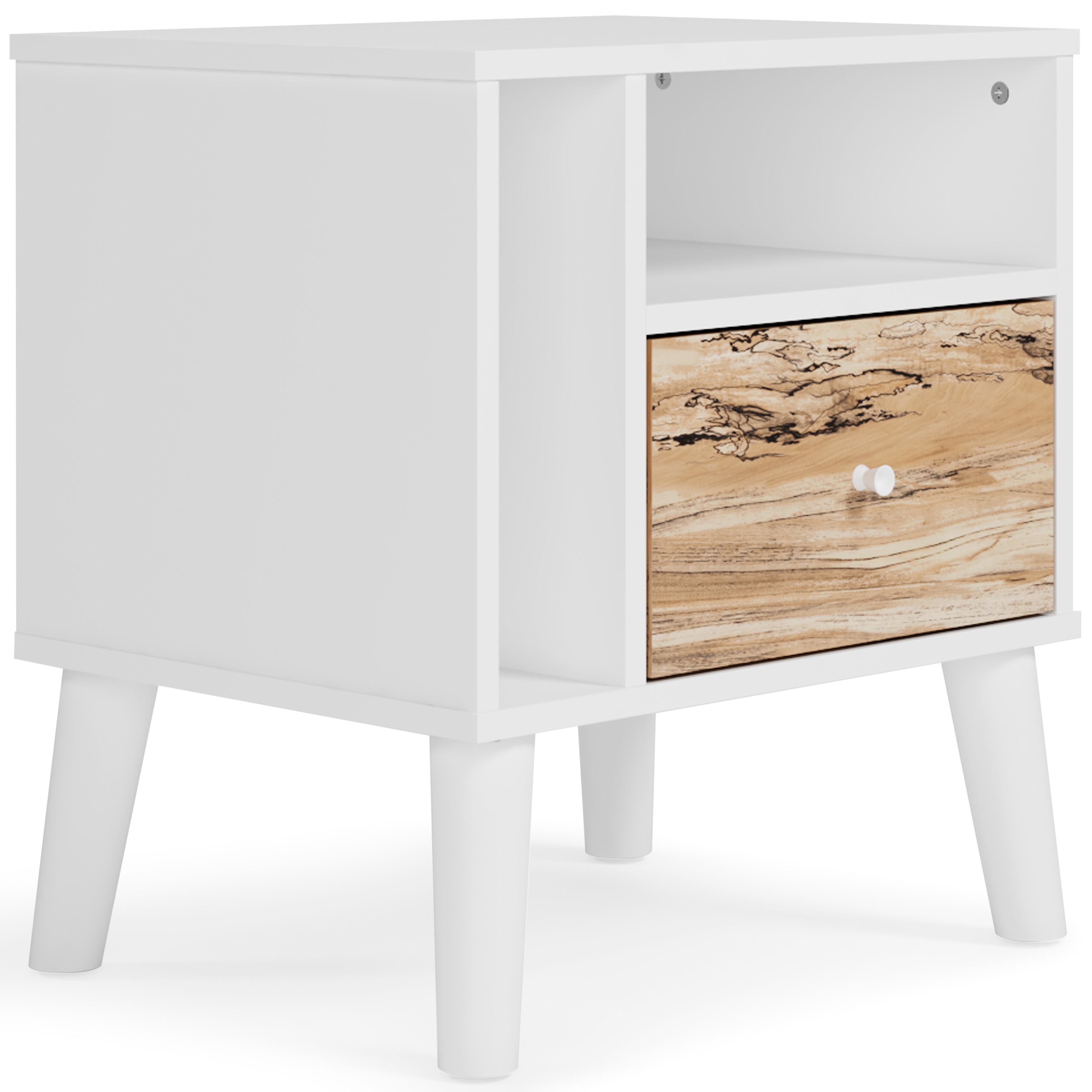 Piperton - One Drawer Night Stand - Brown / White