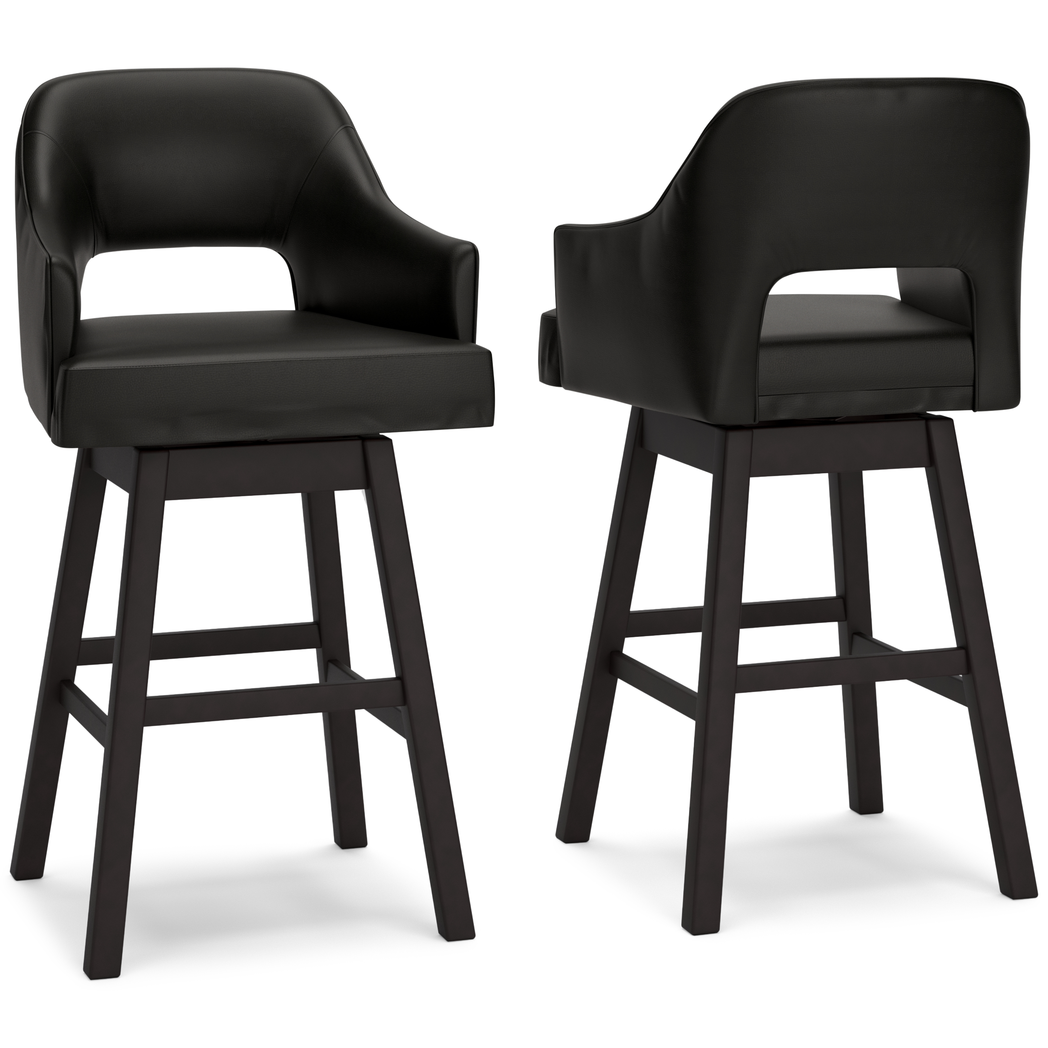 Tallenger - Tall UPH Swivel Barstool(Set of 2) - Black / Dark Brown