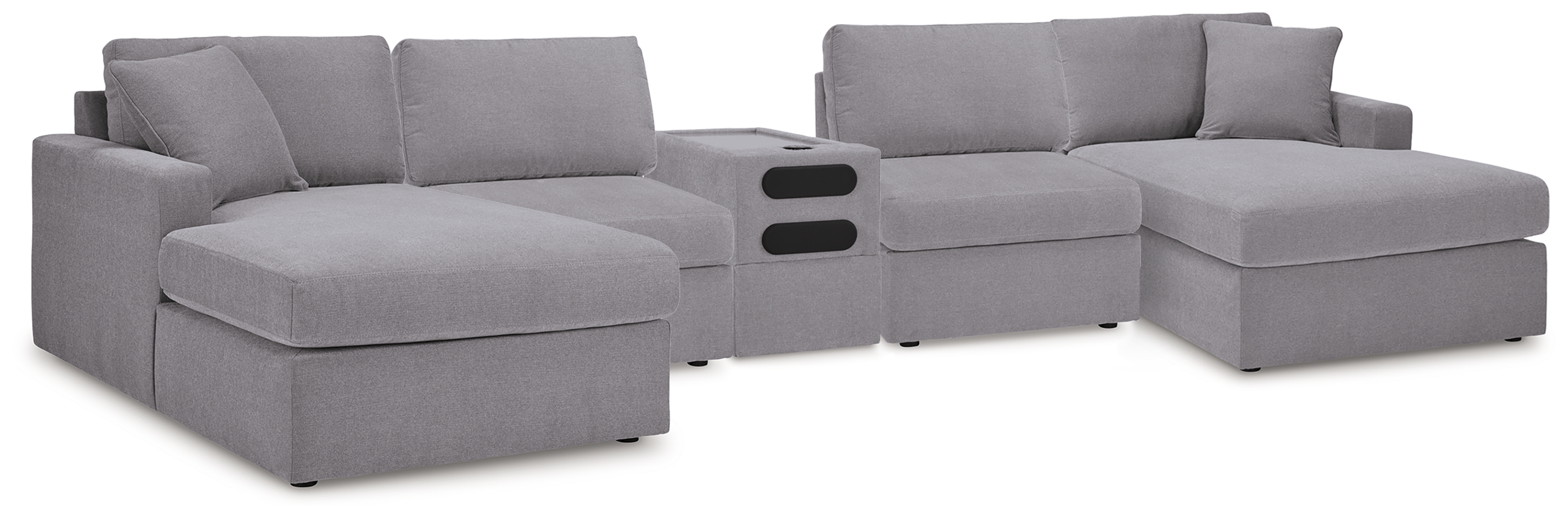 Modmax - 5 Piece Double Chaise Sectional With Audio Console - Granite