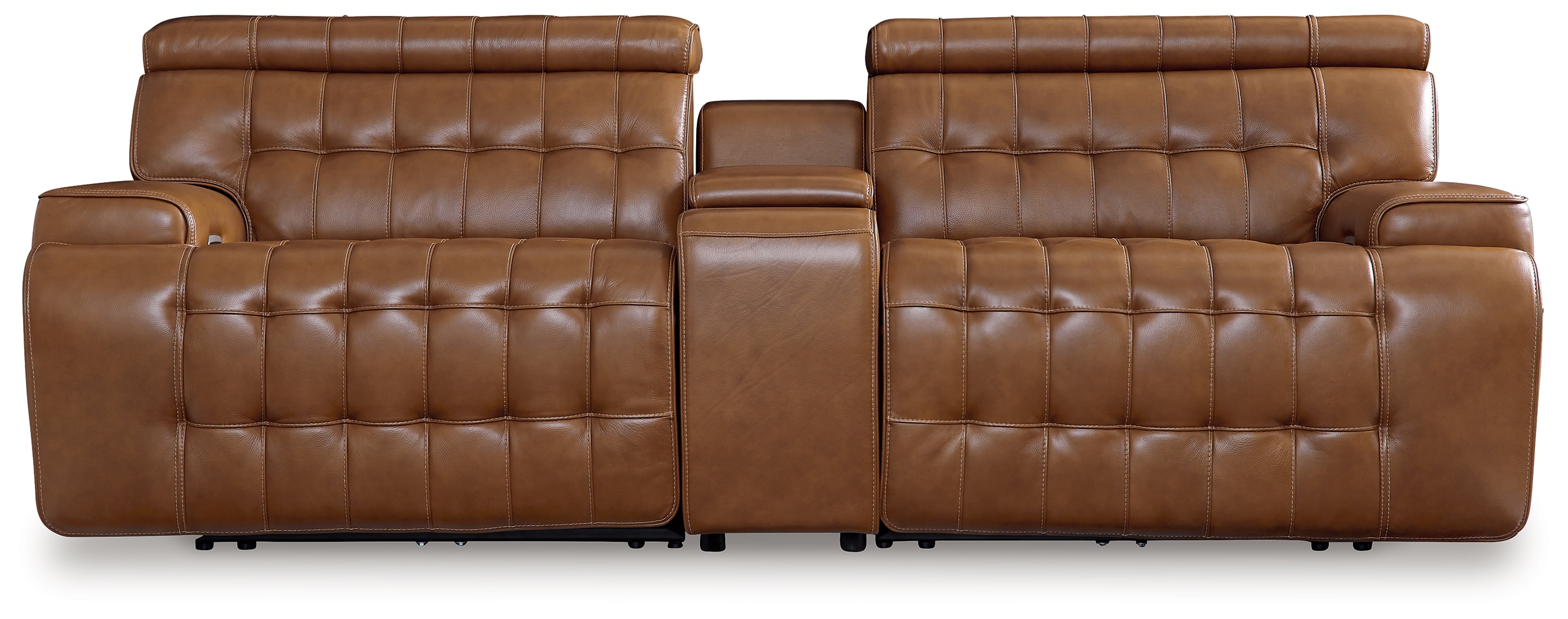 Temmpton - 3-Piece Power Reclining Sectional Loveseat With Console - Chocolate