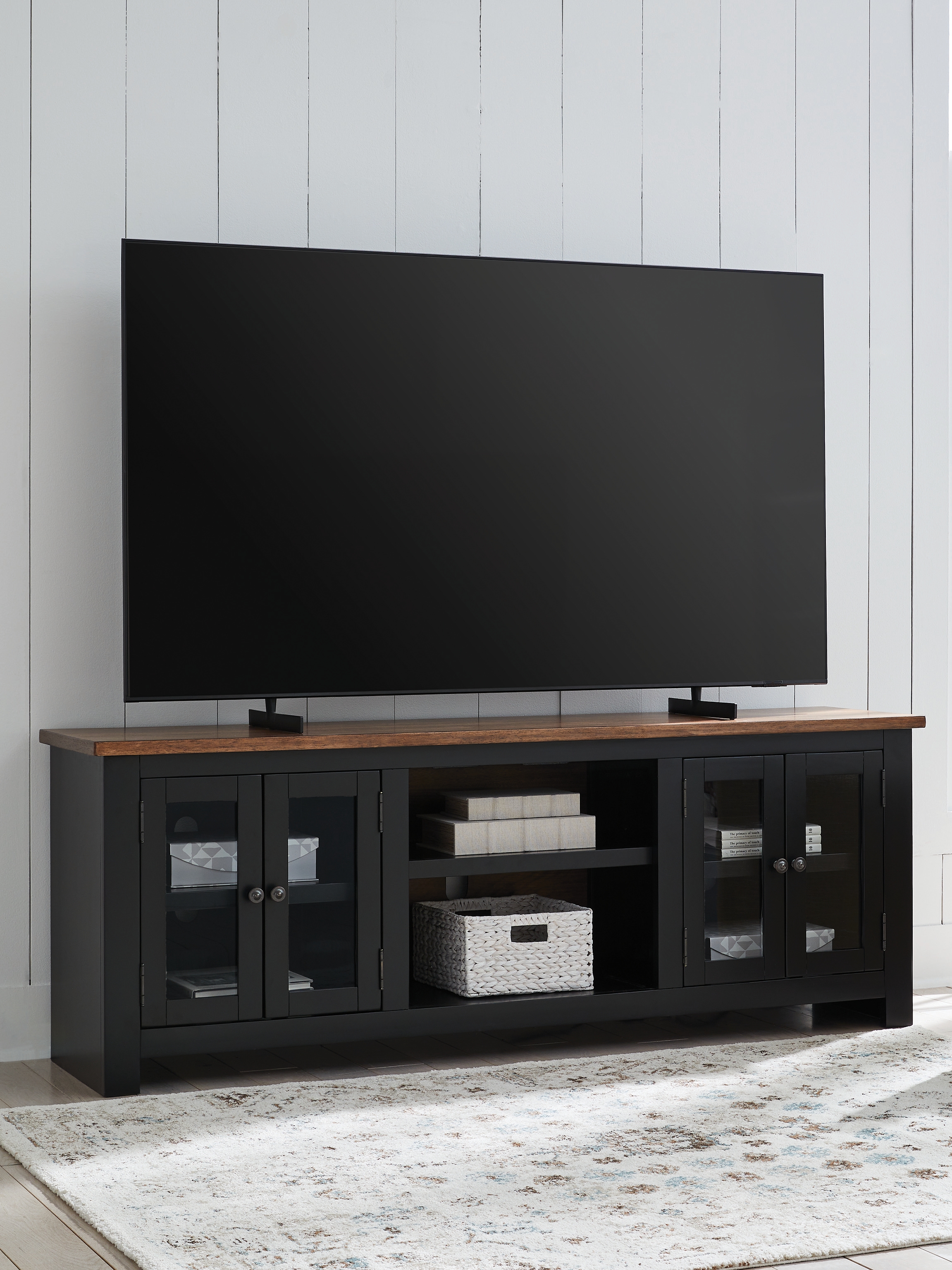 Wildenauer - XL TV Stand With Fireplace Option - Brown / Black