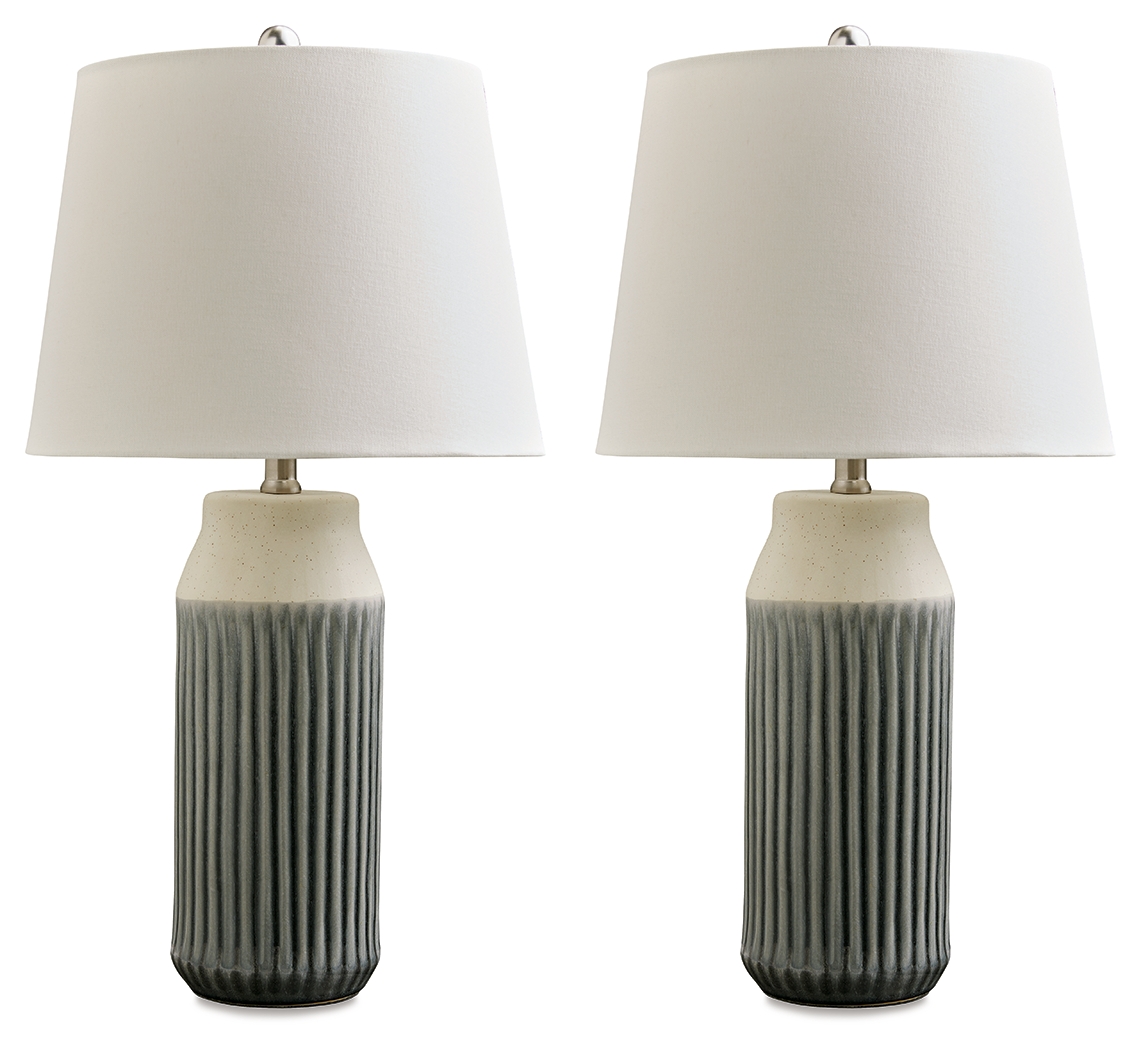 Afener - Ceramic Table Lamp (Set of 2) - Blue / Beige