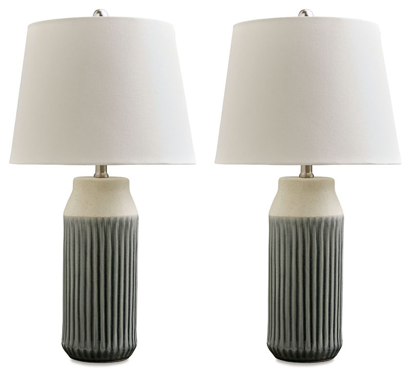 Afener - Ceramic Table Lamp (Set of 2) - Blue / Beige