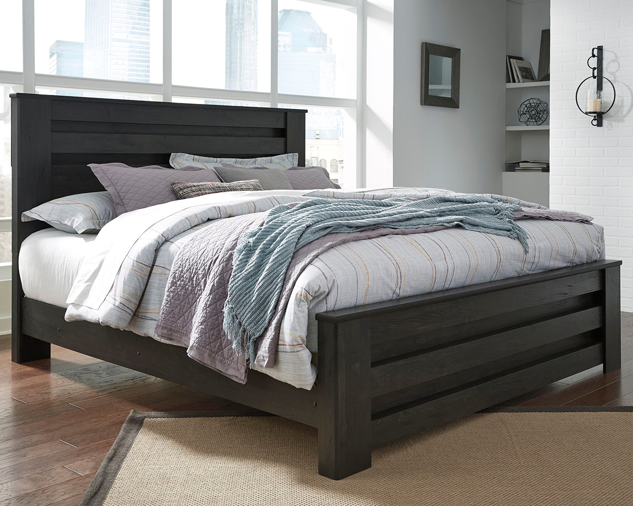 Brinxton - King Panel Bed - Charcoal