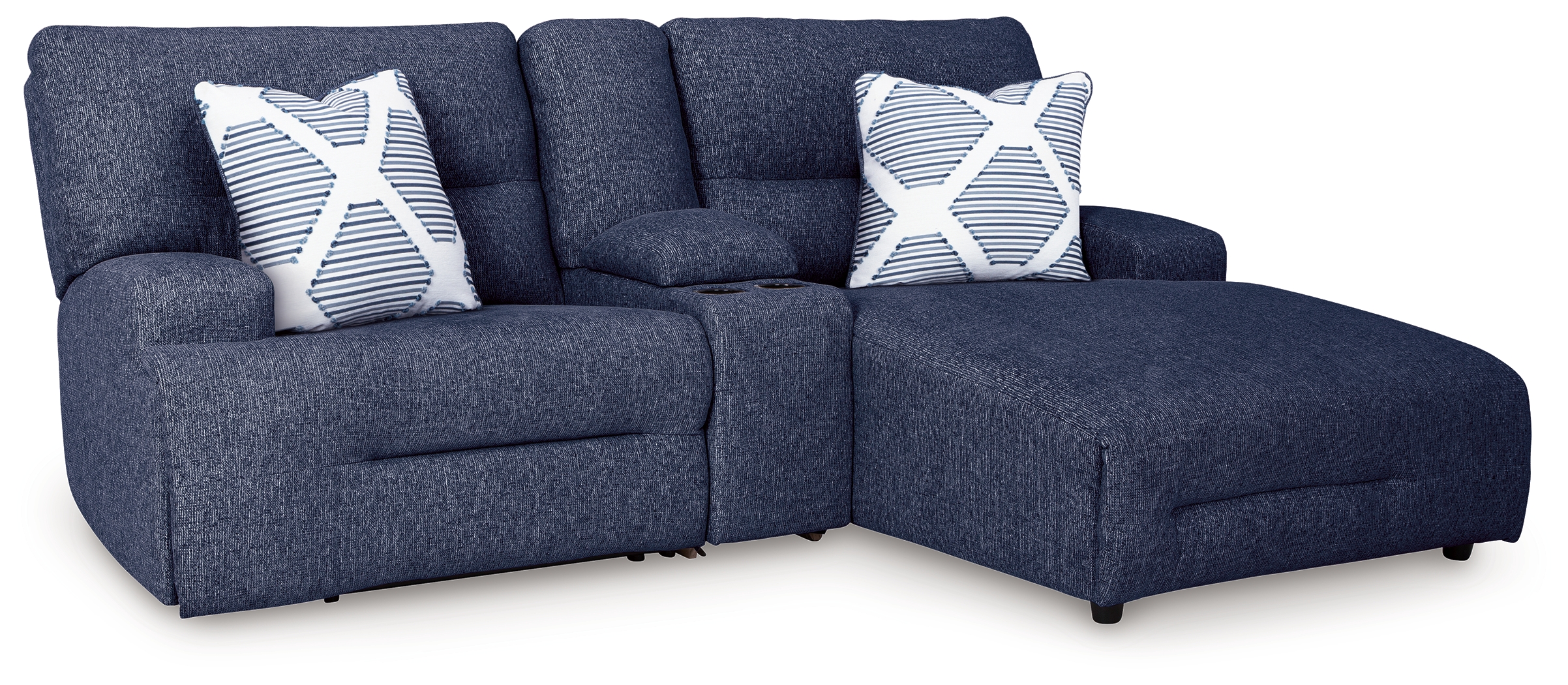 Acklen Place - 3-Piece Power Reclining Sectional Sofa With Raf Chaise - Navy