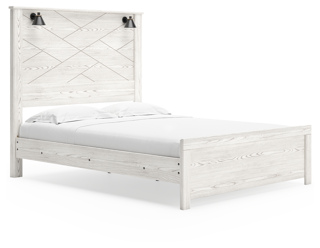 Gerridan - Queen Panel Bed with Sconces - White