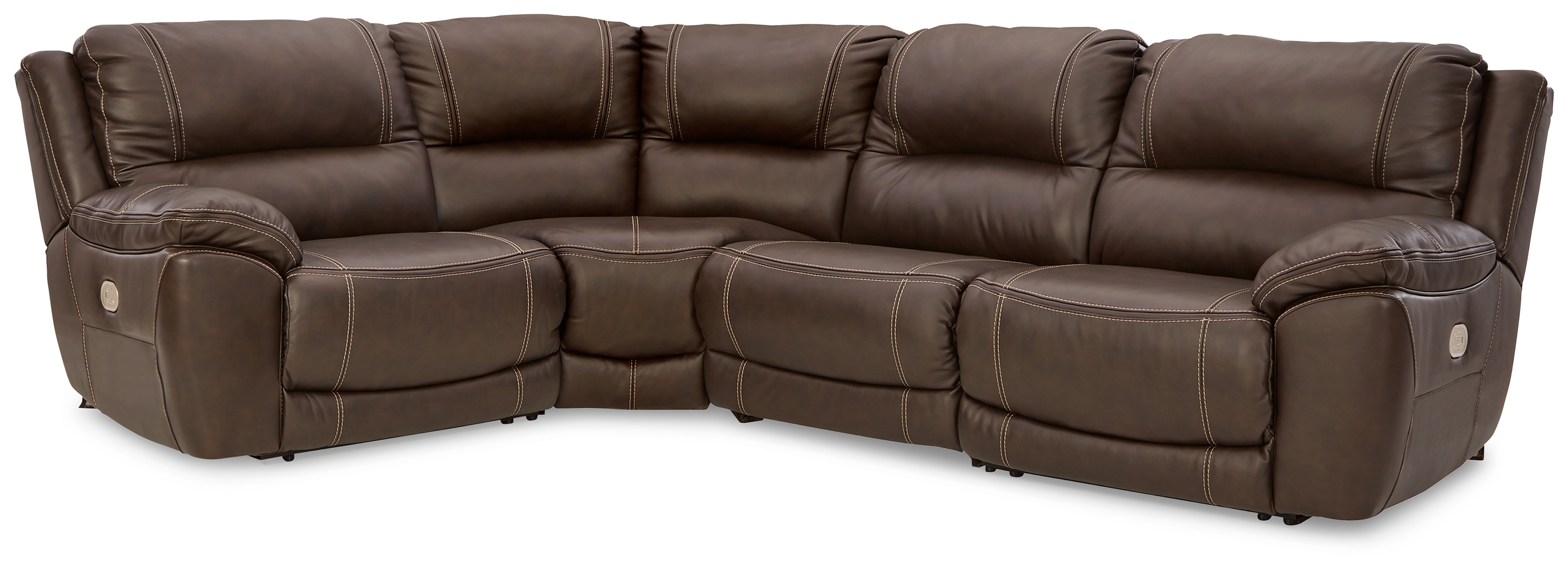 Dunleith - 4-Piece Power Reclining Sectional - Chocolate