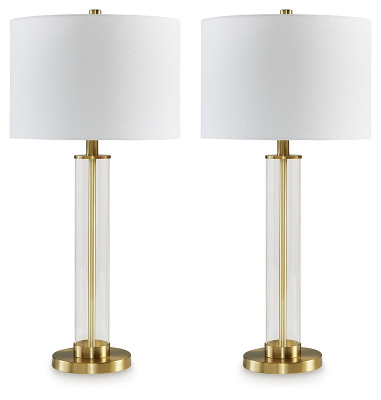 Orenman - Glass Table Lamp (Set of 2) - Clear / Brass Finish
