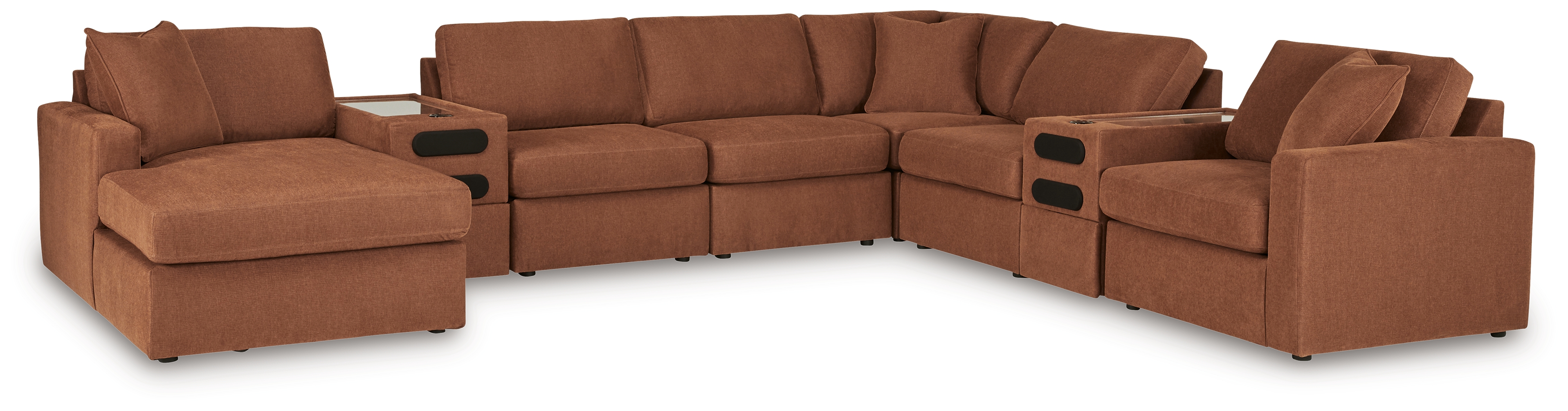 Modmax - 8-Piece Sectional With Laf Corner Chaise And Audio System Console - Spice