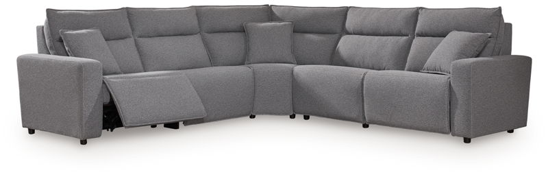 ModMax II - 5-Piece Power Reclining Sectional With RAF Zero Wall Power Recliner - Salt And Pepper