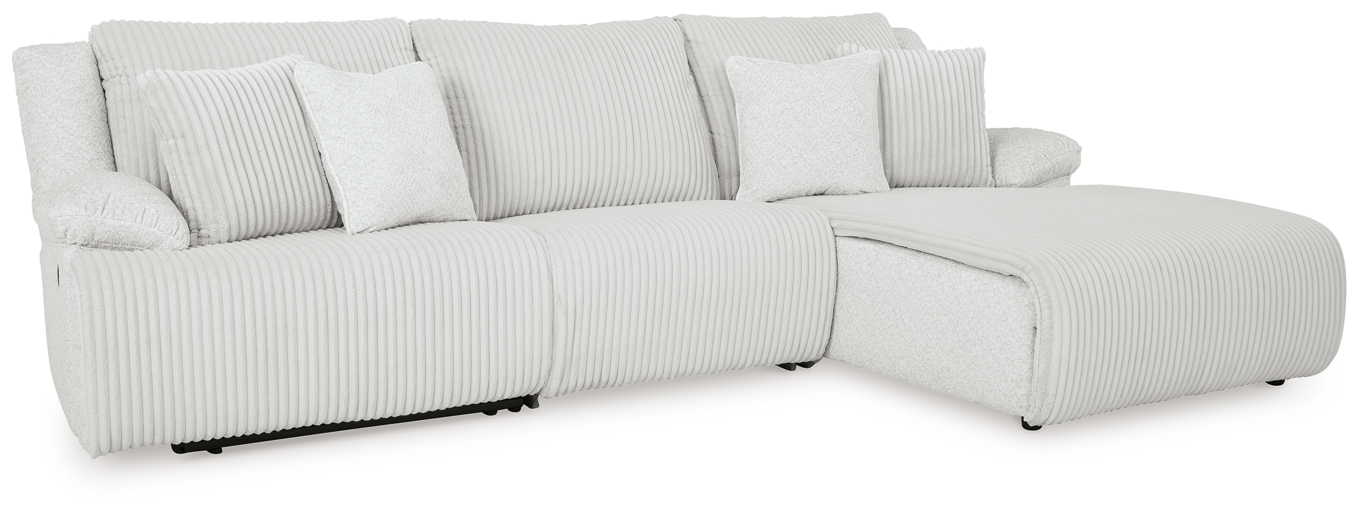 Top Tier - 3-Piece Reclining Sectional Sofa With Raf Press Back Chaise - Alloy