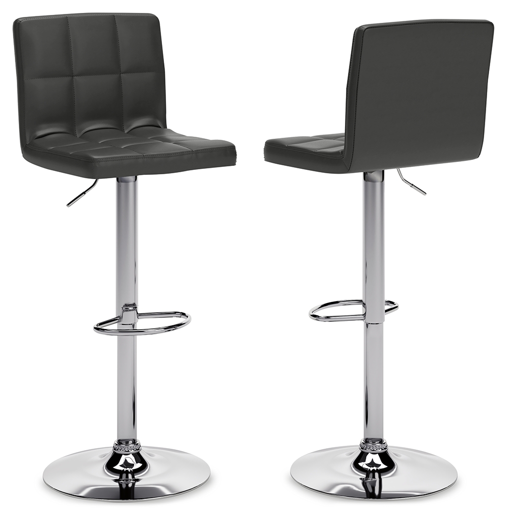 Bellatier - Tall UPH Swivel Barstool(Set of 2) - Black / Chrome Finish