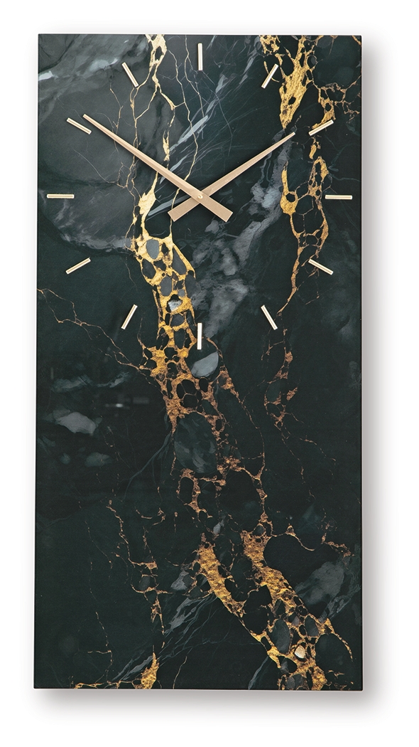 Teague - Wall Clock - Black / Gold Finish