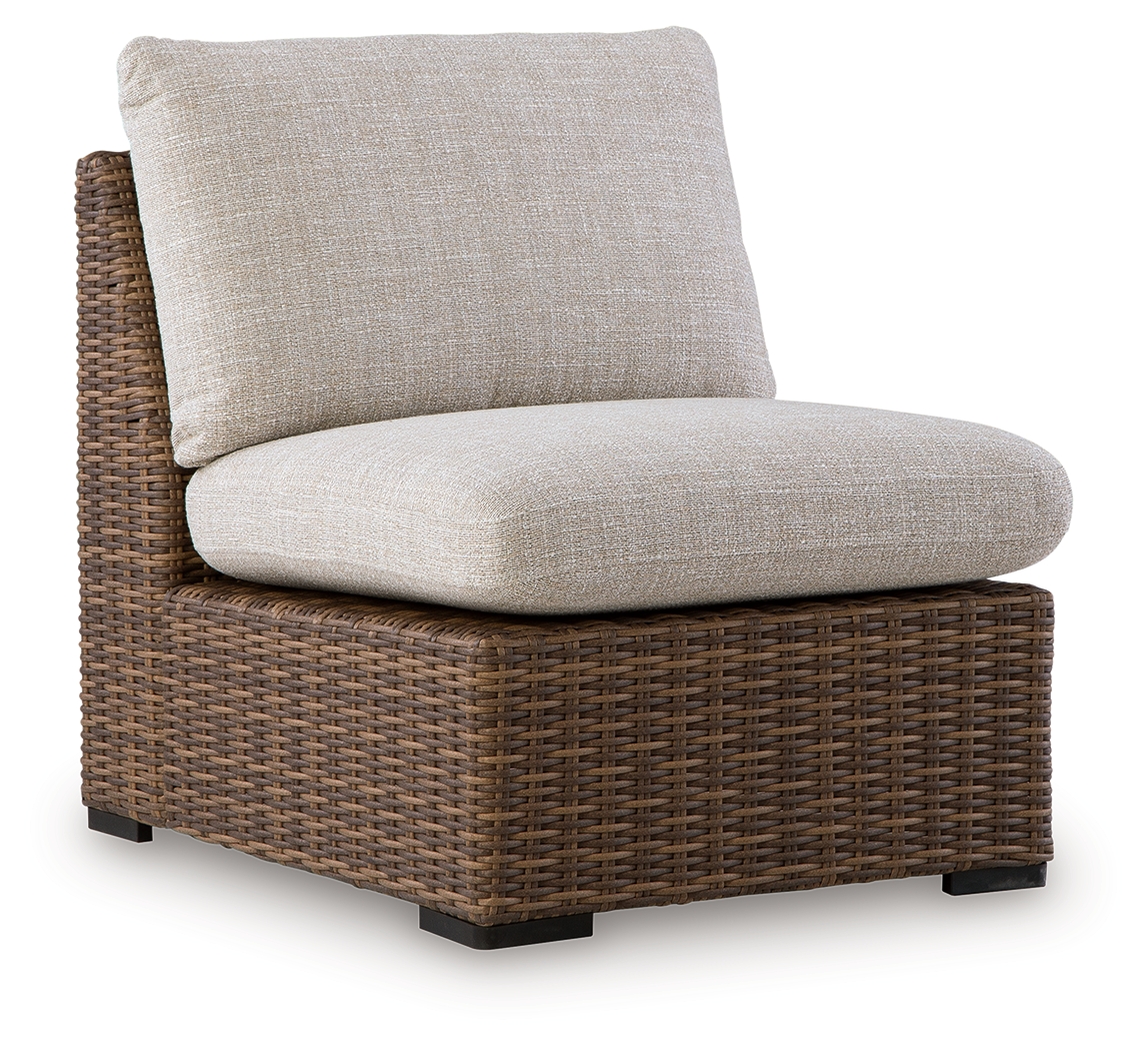 Dolan Creek - Armless Chair With Cushion - Beige / Brown