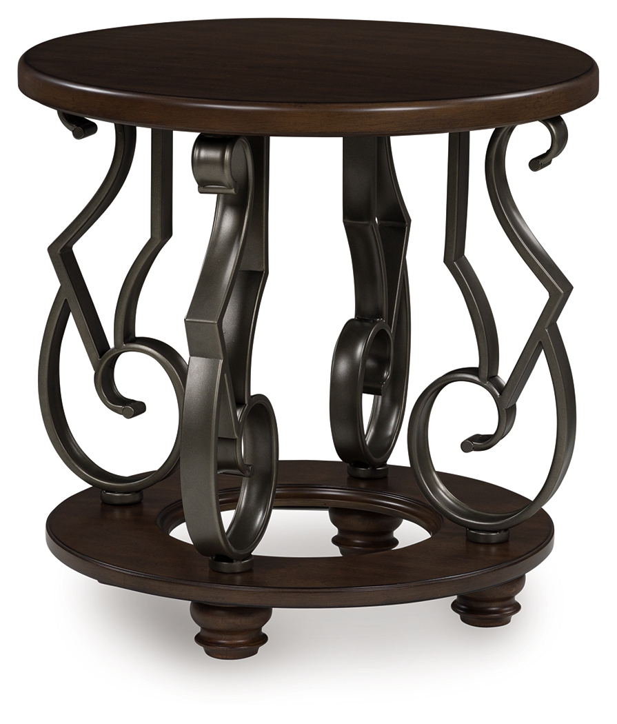 Frallyn - Round End Table - Dark Brown