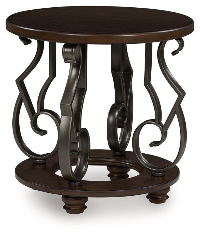 Frallyn - Round End Table - Dark Brown