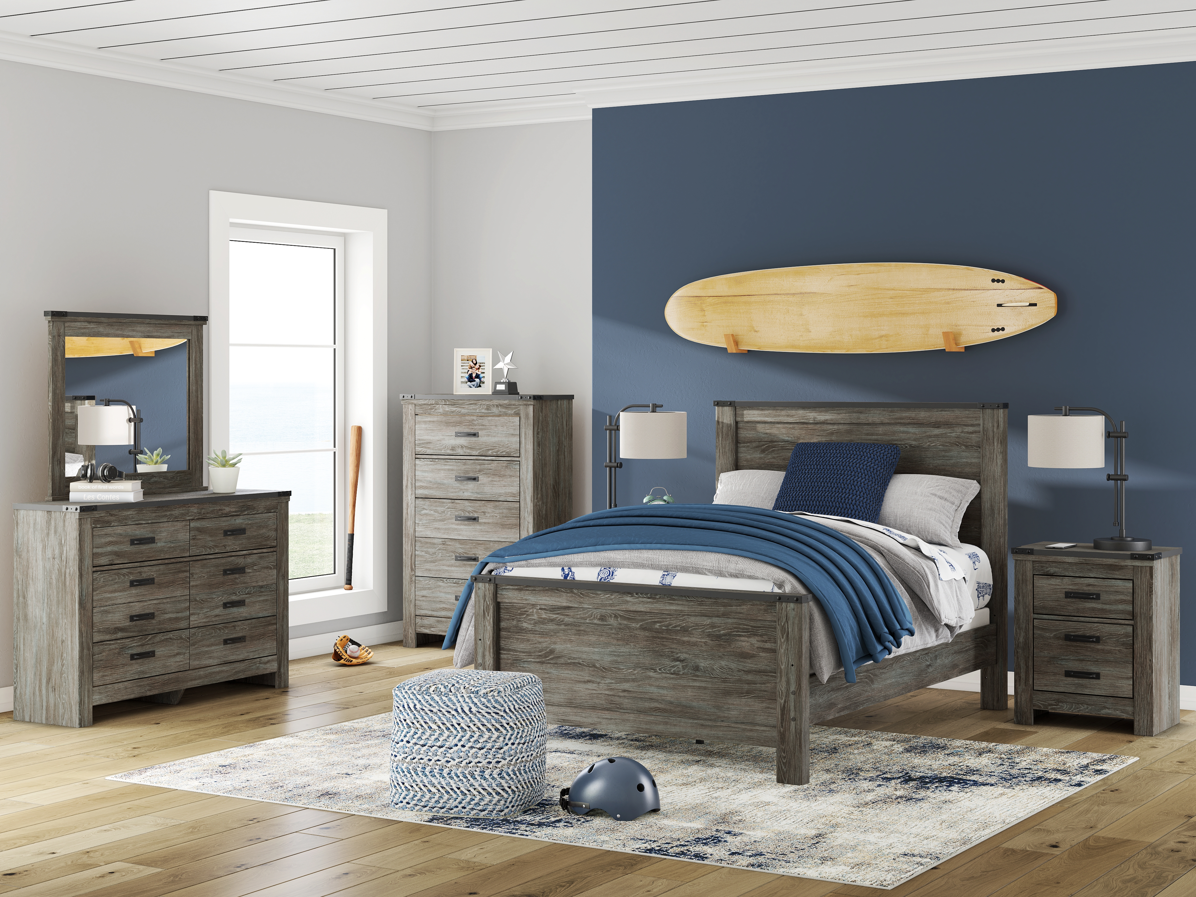 Frandern - Six Drawer Dresser - Gray