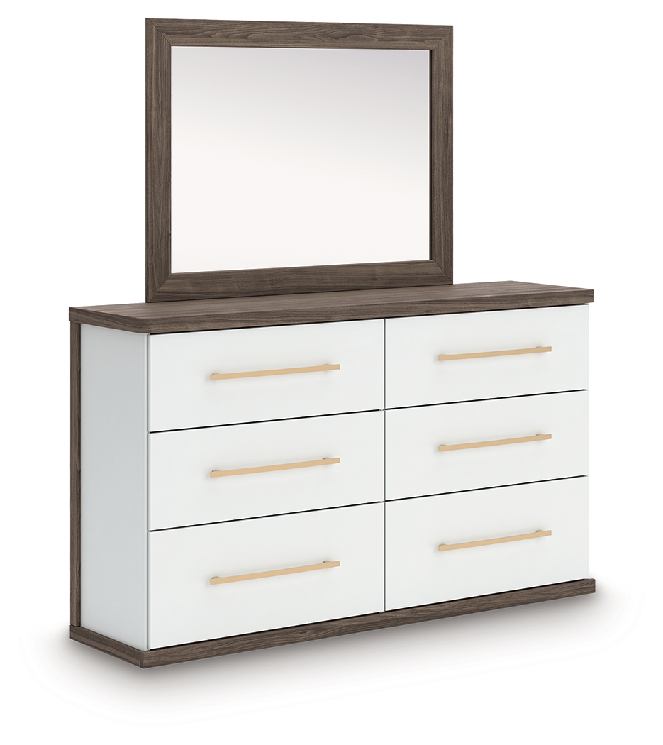 Kendanport - Dresser And Mirror - Brown