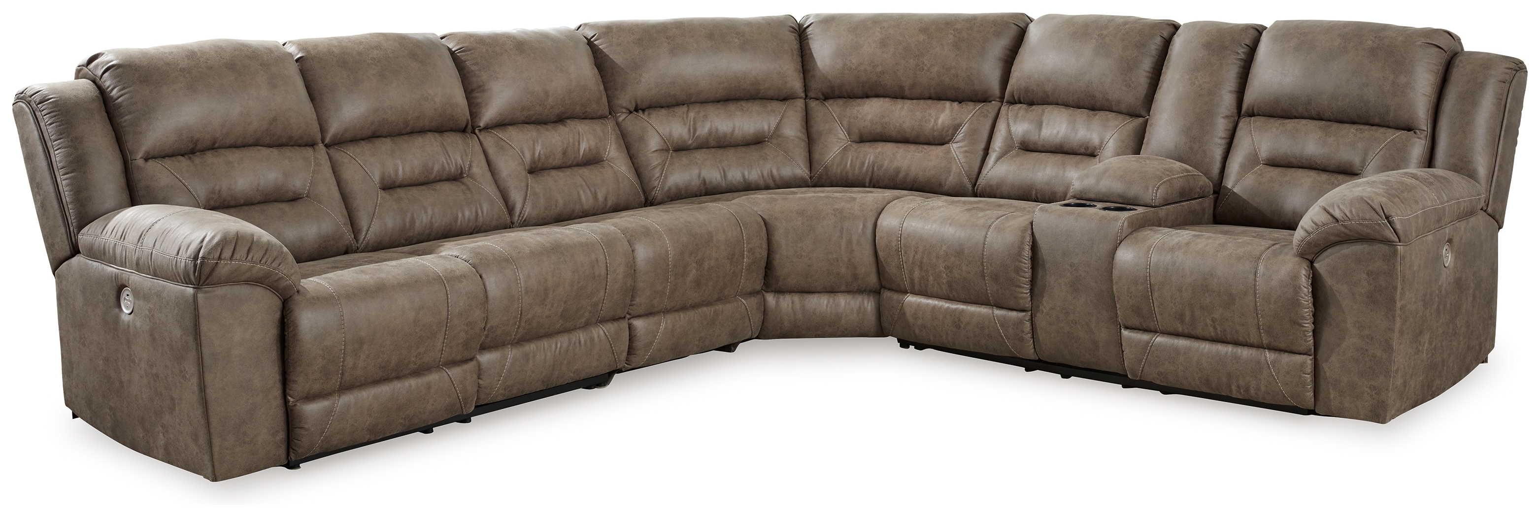 Ravenel - 4-Piece Power Reclining Sectional With Raf Power Reclining Loveseat With Console - Fossil