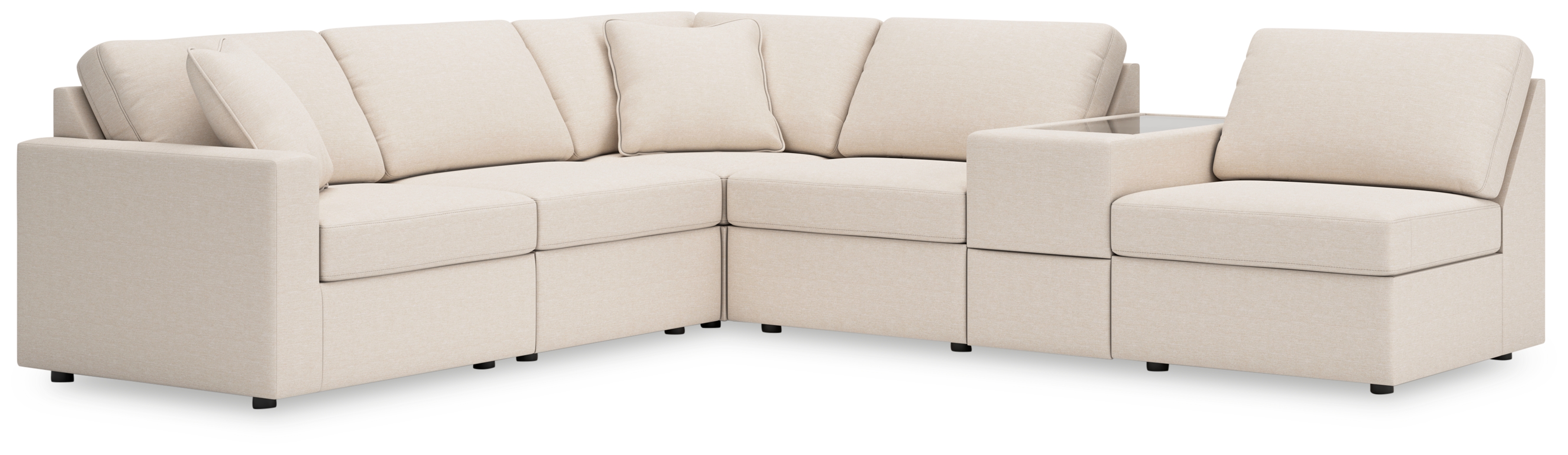 Modmax - 6-Piece Sectional With Storage Console And 3 Armless Chairs - Oyster