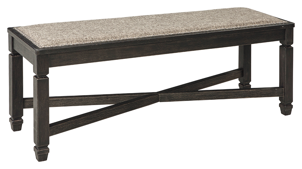 Tyler Creek - Upholstered Bench - Black / Grayish Brown