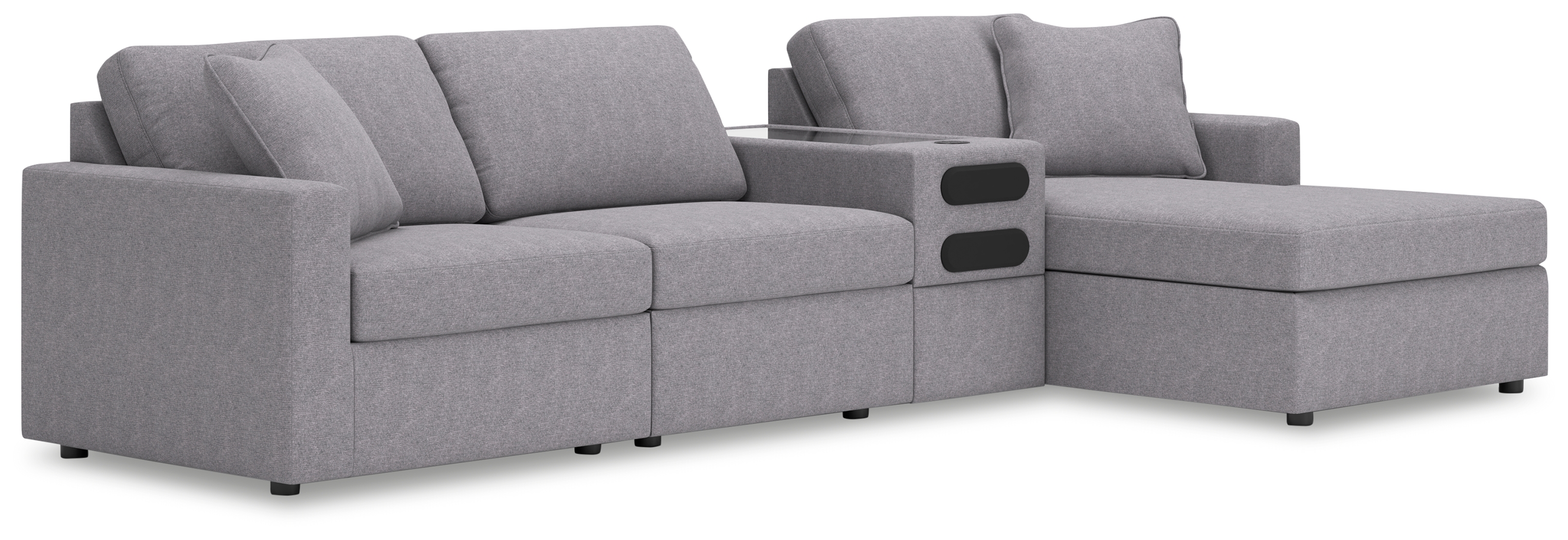 Modmax - 4-Piece Sectional With Raf Corner Chaise And Audio System Console - Granite