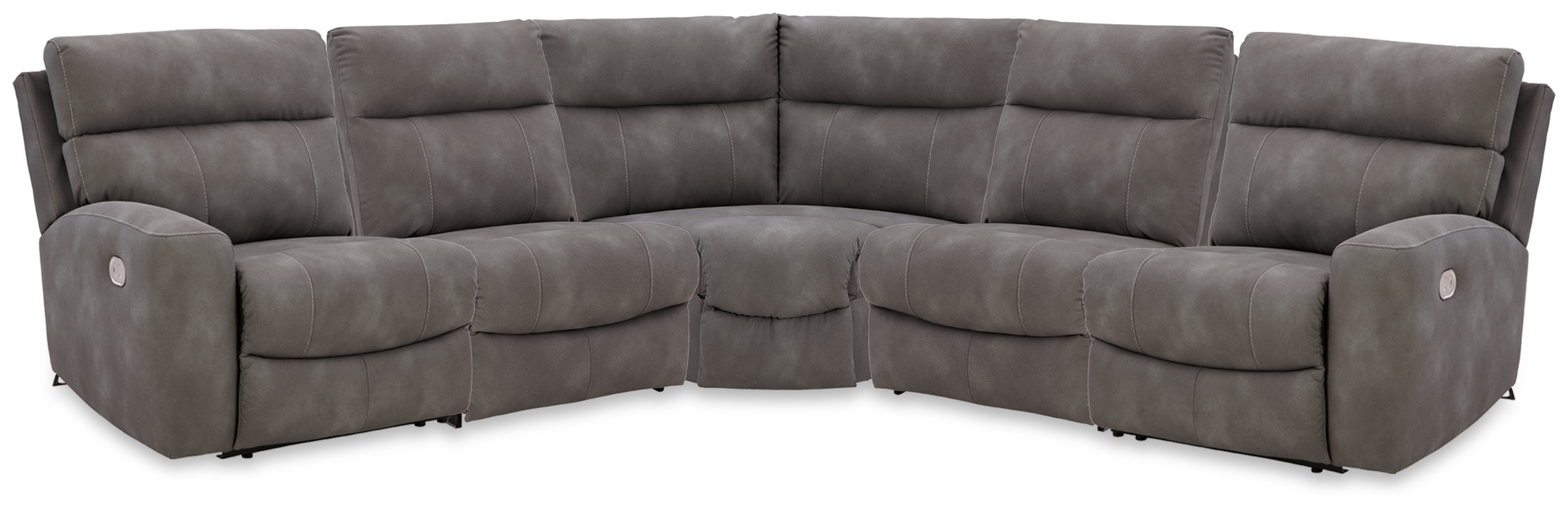 Next-Gen DuraPella - 5-Piece Power Reclining Sectional With RAF And LAF Recliners - Slate