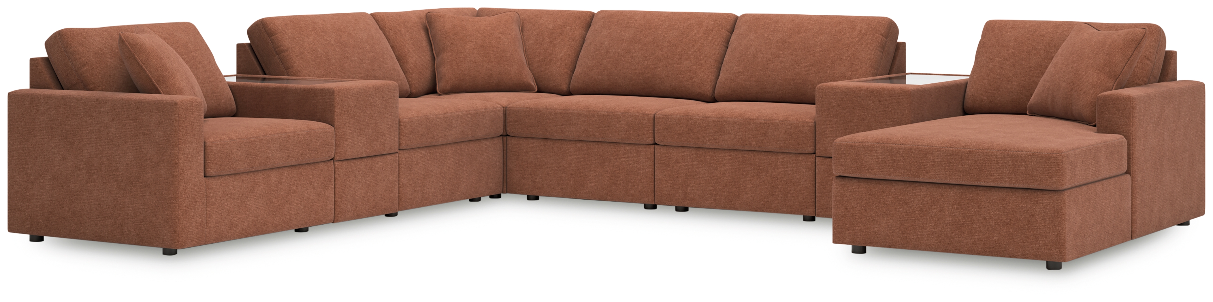 Modmax - 8-Piece Sectional With Raf Corner Chaise And Storage Consoles - Spice