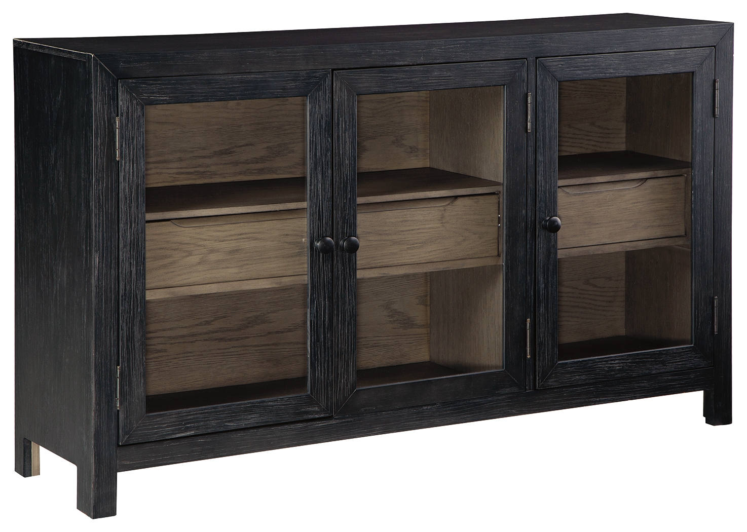 Lenston - Accent Cabinet with 3 Doors - Black / Gray