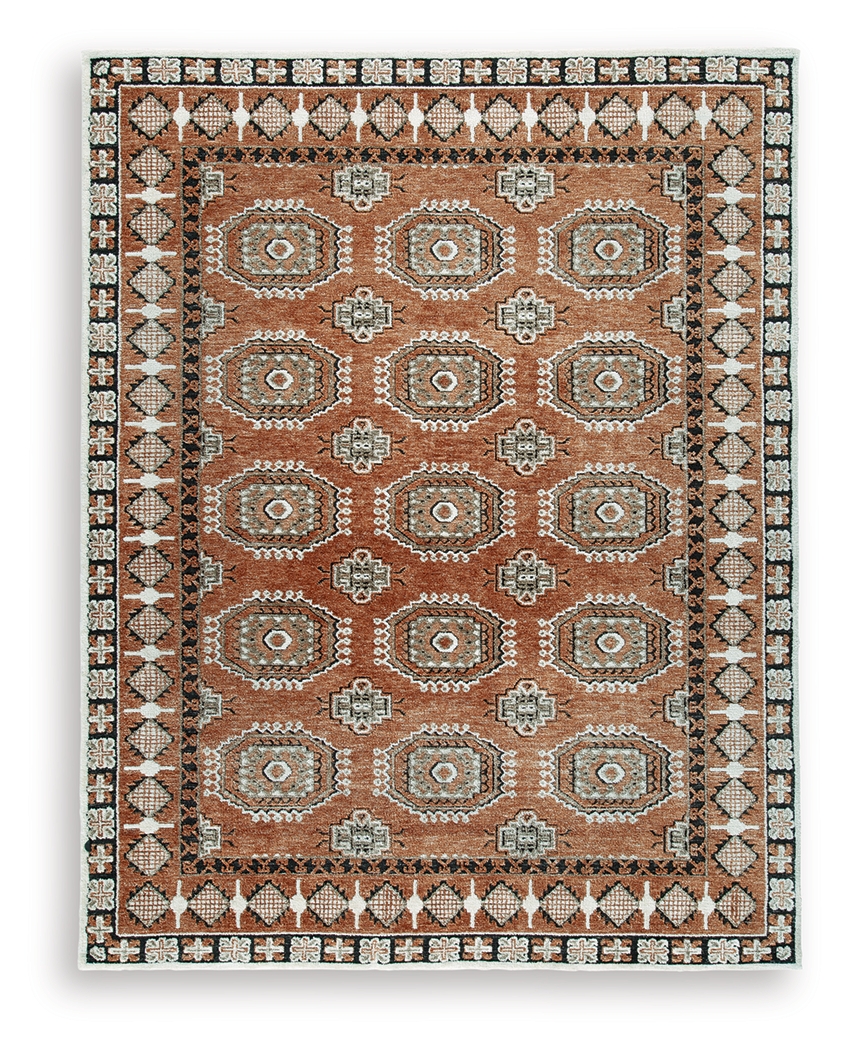 Qaabiz - 8' x 10' Rug - Sienna / Ivory / Black